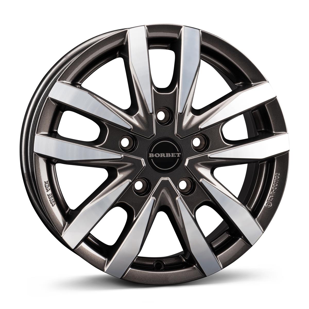 Borbet CW5 mistral anthracite glossy polished 6x16 5x130 ET68 CB78,1 60° 1400 kg 497707 – tootefoto