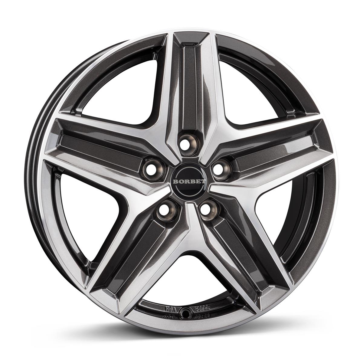 Borbet CWZ mistral anthracite glossy polished 6x17 5x112 ET30 CB66.5 60° 1200 kg 498263 – tootefoto